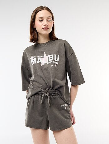 Short corto in french terry con scritta