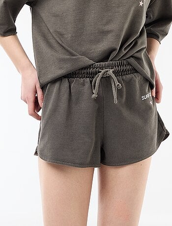 Short corto in french terry con scritta