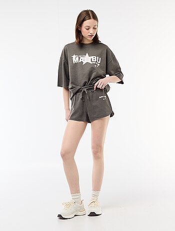 Short corto in french terry con scritta