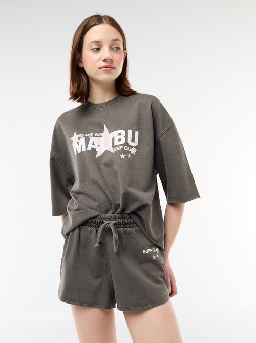 Short corto in french terry con scritta - Kiabi