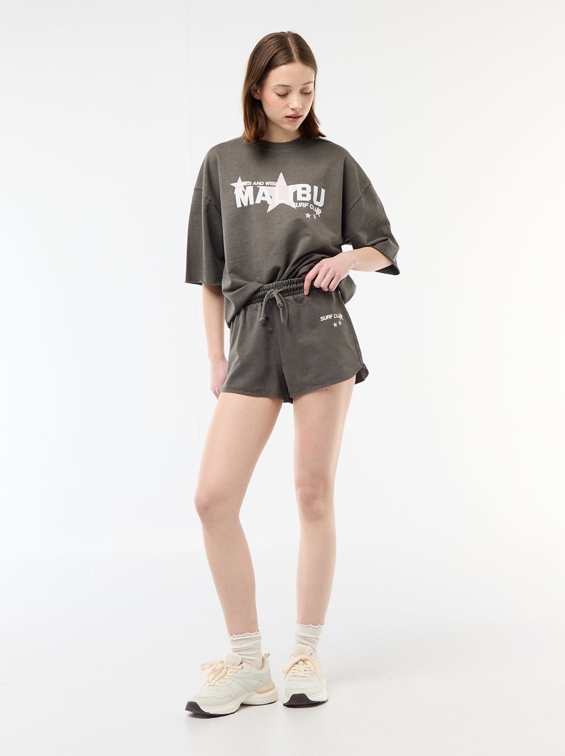 Short corto in french terry con scritta Grigio - Kiabi