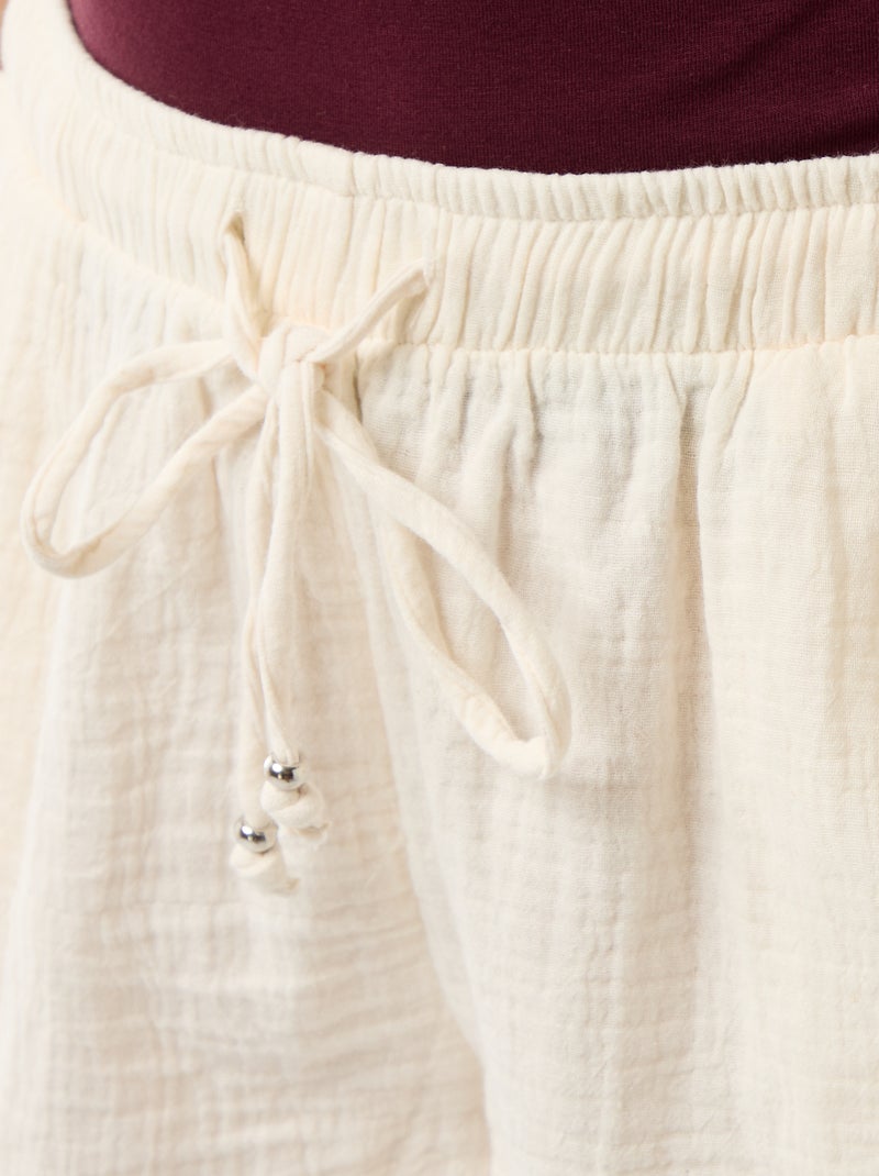 Short corto in garza di cotone Bianco - Kiabi