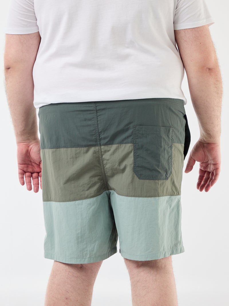 Short da bagno tricolore Kaki - Kiabi