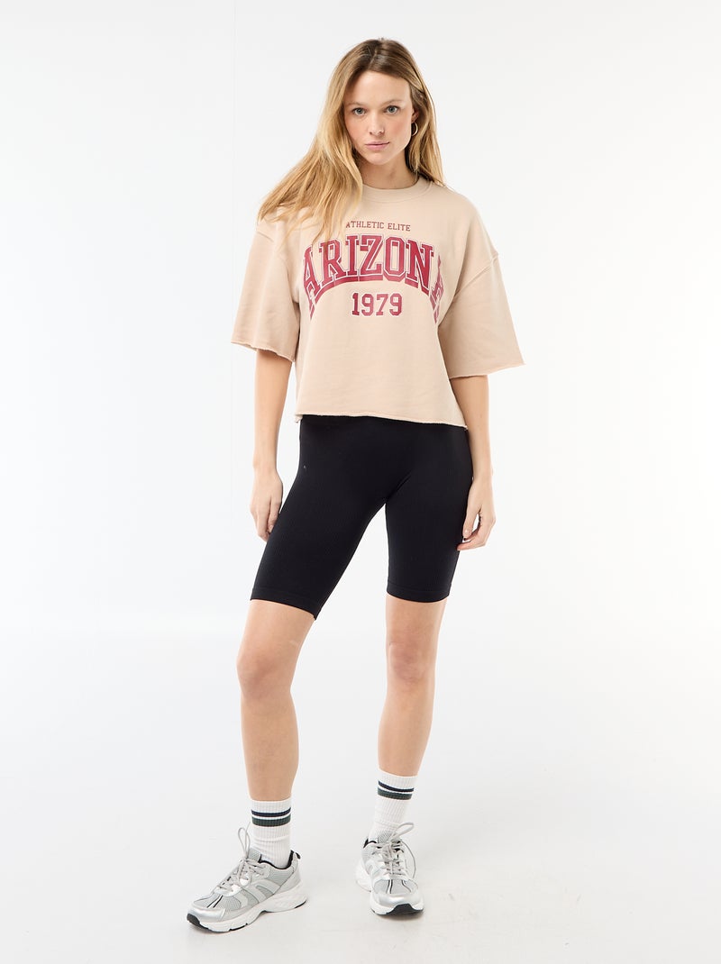 Short da ciclista a costine Nero - Kiabi