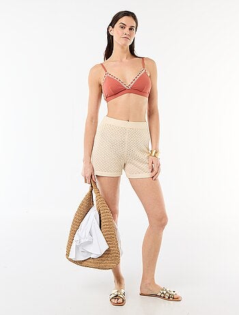 Short da spiaggia in maglia crochet