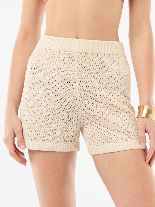 Short da spiaggia in maglia crochet - Kiabi