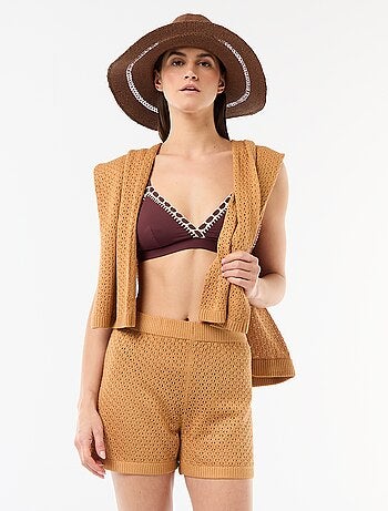 Short da spiaggia in maglia crochet