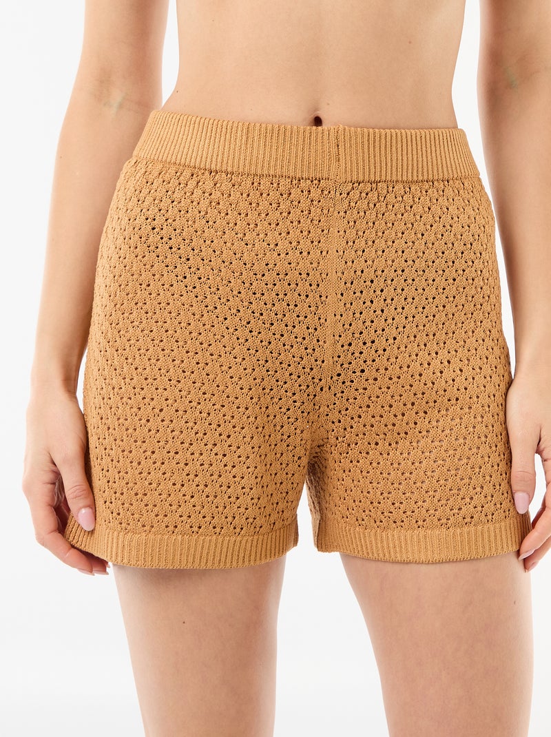 Short da spiaggia in maglia crochet Marrone - Kiabi