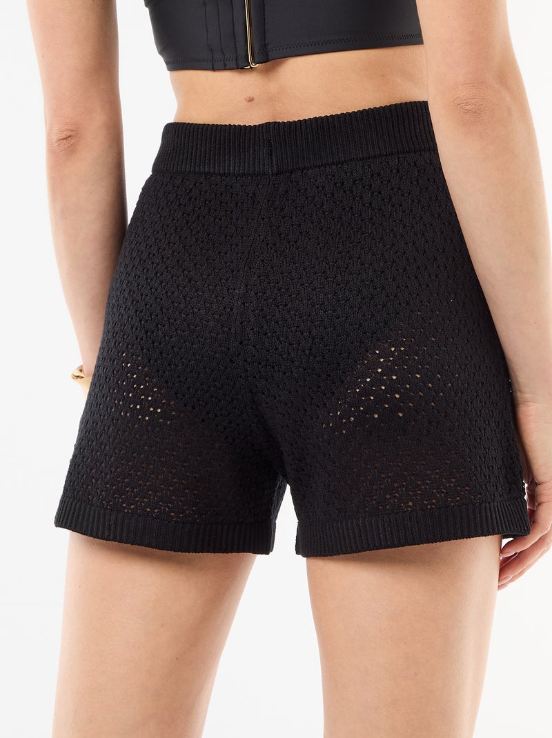 Short da spiaggia in maglia crochet Nero - Kiabi
