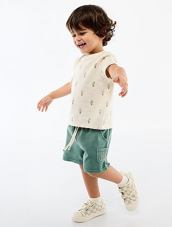 Short dritto in french terry di cotone tinta unita