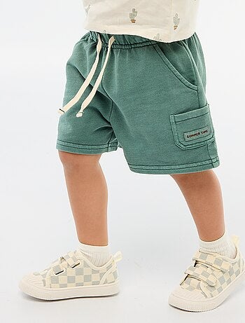 Short dritto in french terry di cotone tinta unita