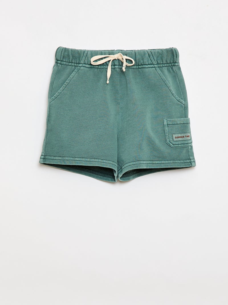 Short dritto in french terry di cotone tinta unita Verde - Kiabi