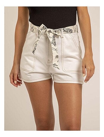 Short en jean taille haute avec ceinture XINES