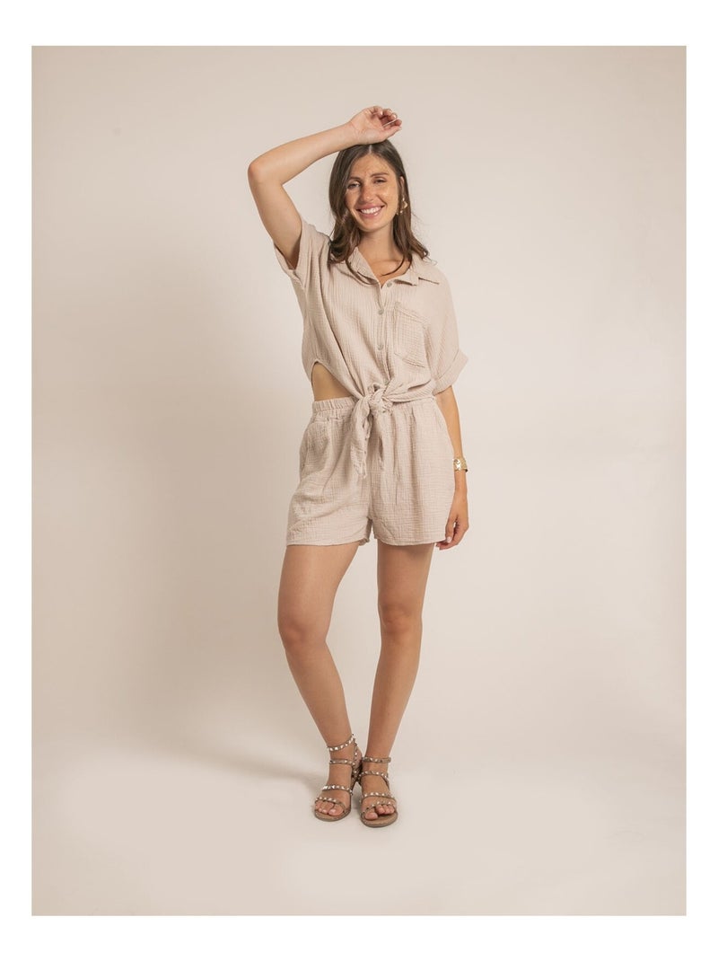 Short fluide en gaze de coton XELIA Beige chiaro - Kiabi