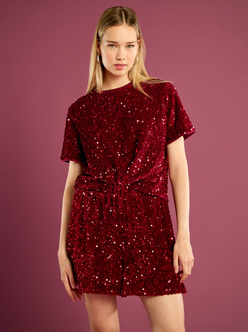 Short fluidi da festa con paillettes Rosso - Kiabi