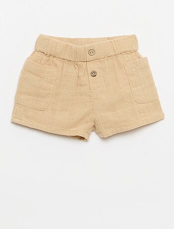 Short in cotone con 2 tasche applicate
