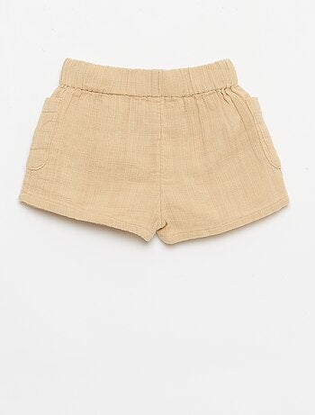 Short in cotone con 2 tasche applicate