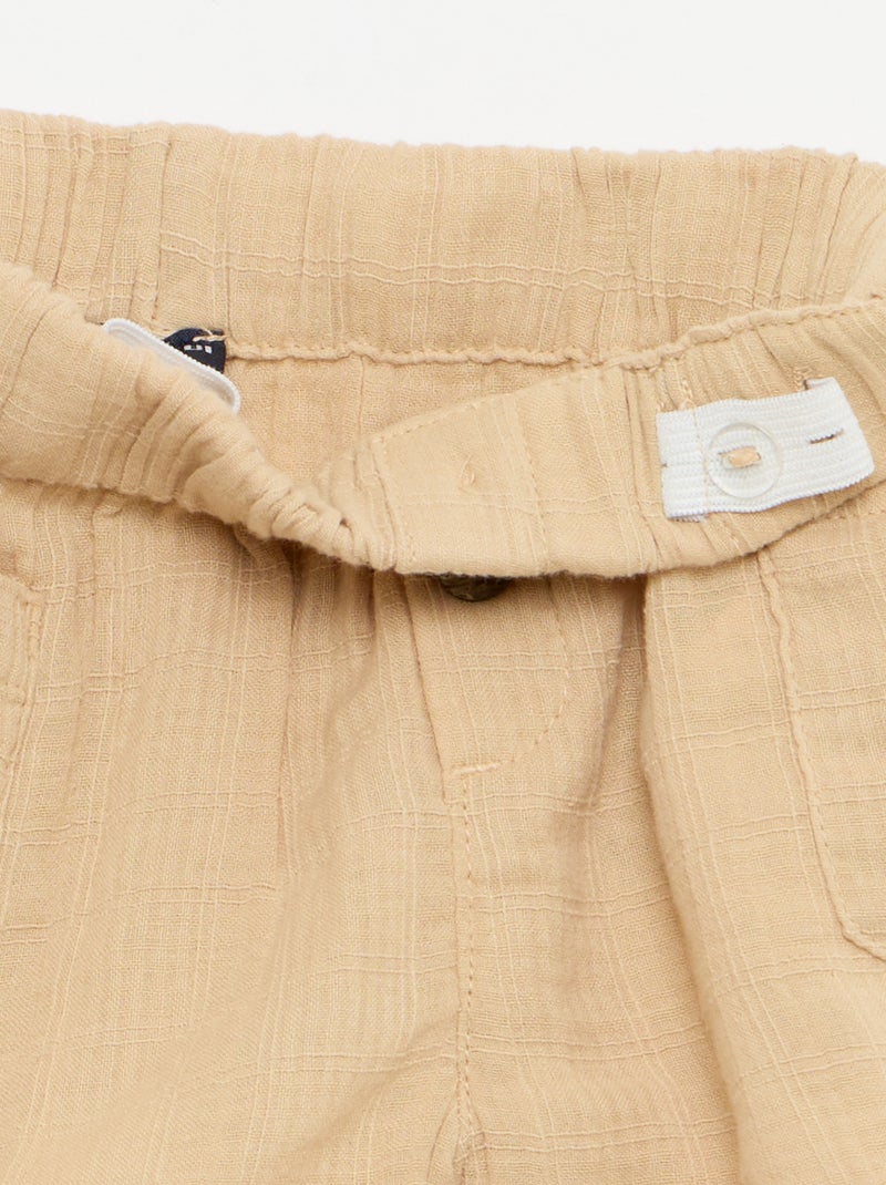 Short in cotone con 2 tasche applicate Beige - Kiabi