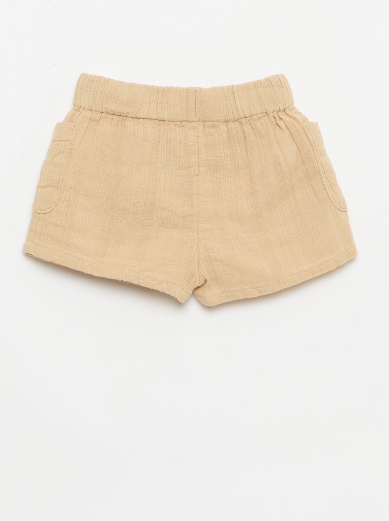 Short in cotone con 2 tasche applicate Beige - Kiabi