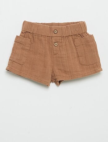 Short in cotone con 2 tasche applicate