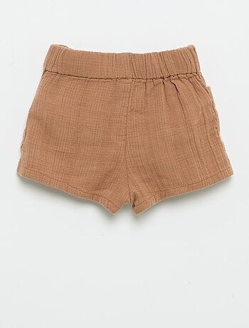 Short in cotone con 2 tasche applicate
