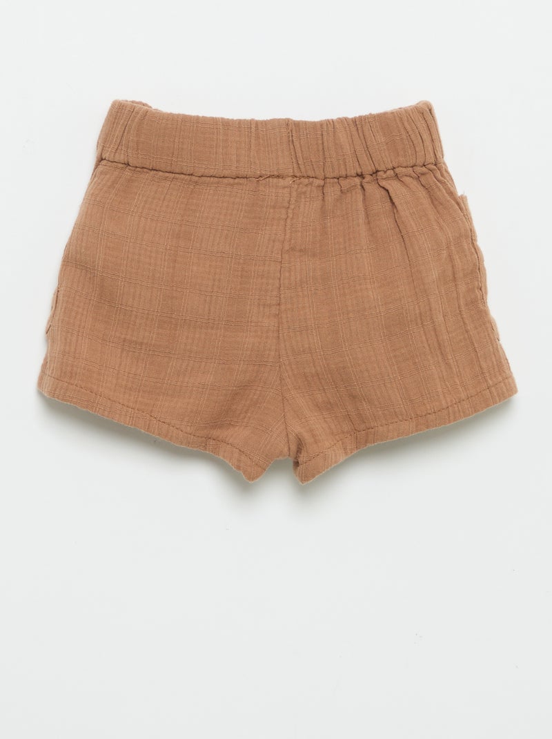 Short in cotone con 2 tasche applicate Marrone - Kiabi