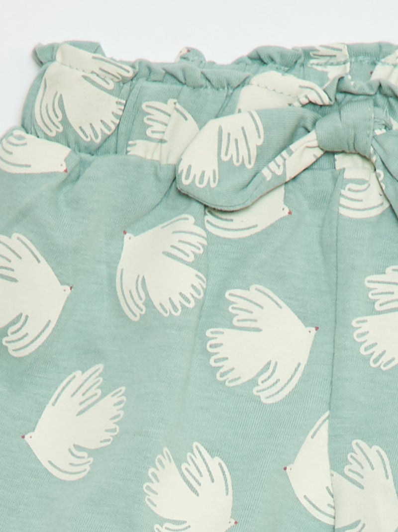 Short in cotone con cintura da annodare e fondo gamba a volant Blu - Kiabi