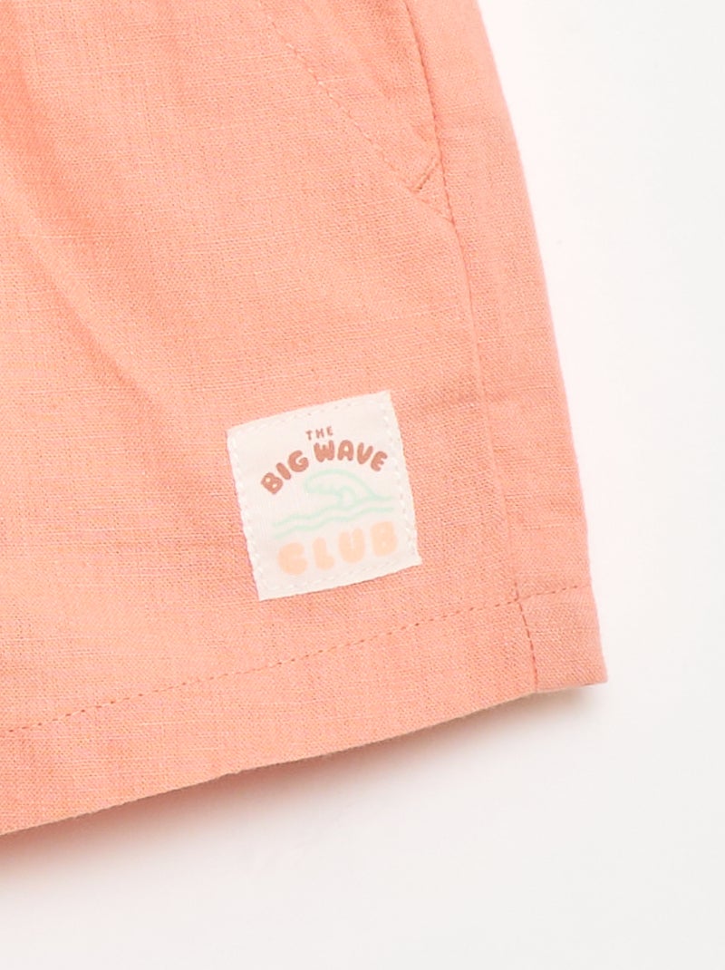 Short in cotone e lino Arancione - Kiabi