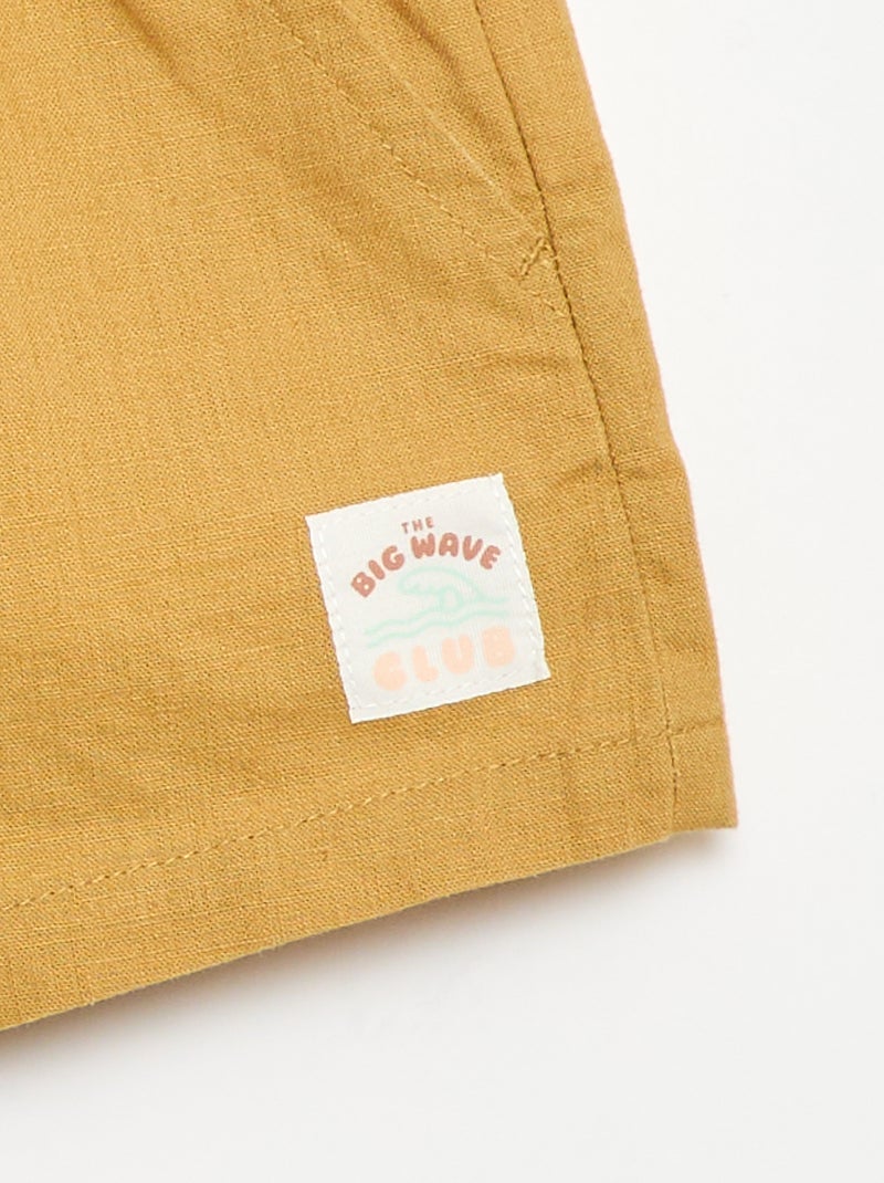 Short in cotone e lino Giallo senape - Kiabi