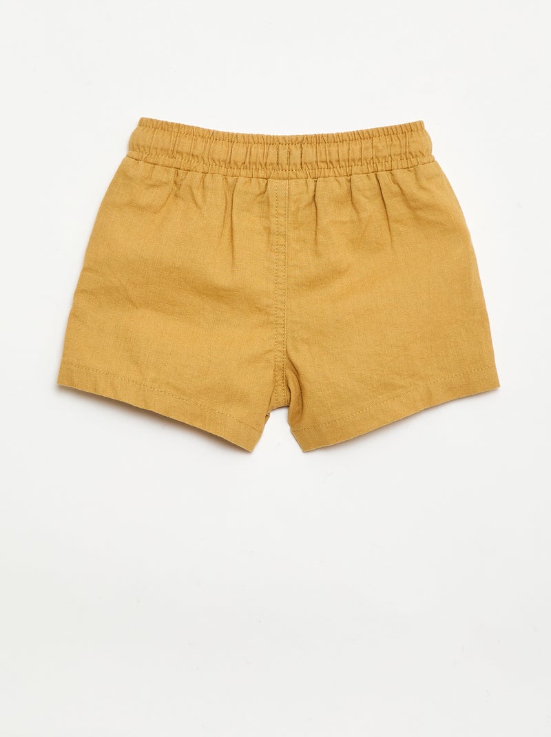 Short in cotone e lino Giallo senape - Kiabi