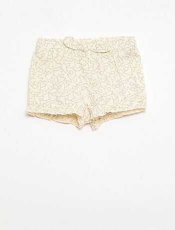 Short in cotone tessuto in cotone e lino