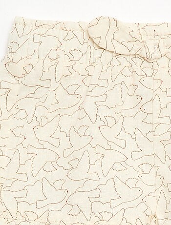 Short in cotone tessuto in cotone e lino