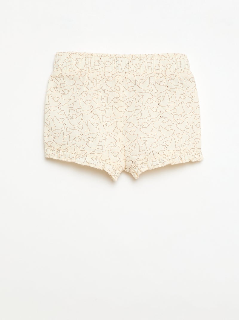 Short in cotone tessuto in cotone e lino Bianco - Kiabi