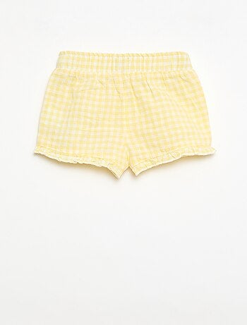 Short in cotone tessuto in cotone e lino