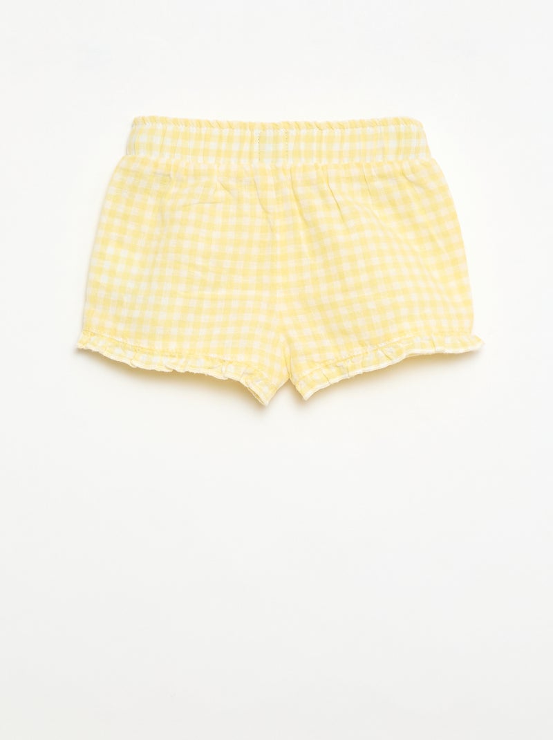 Short in cotone tessuto in cotone e lino Giallo - Kiabi