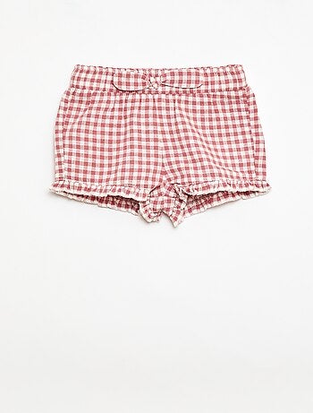 Short in cotone tessuto in cotone e lino