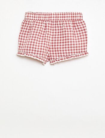 Short in cotone tessuto in cotone e lino