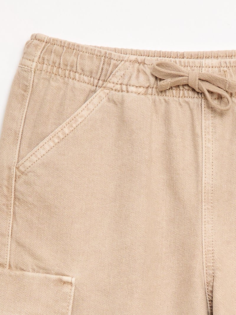 Short in cotone tinta unita con coulisse Beige - Kiabi