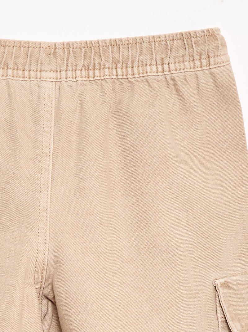 Short in cotone tinta unita con coulisse Beige - Kiabi