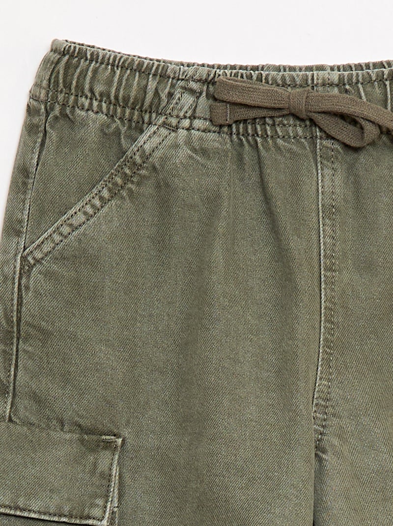 Short in cotone tinta unita con coulisse Verde - Kiabi