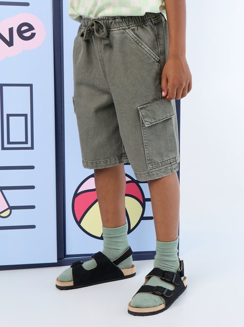 Short in cotone tinta unita con coulisse - Kiabi
