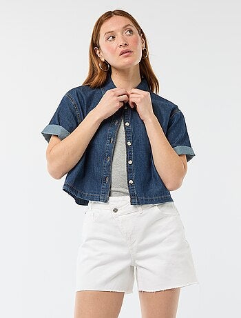 Short in denim a vita alta