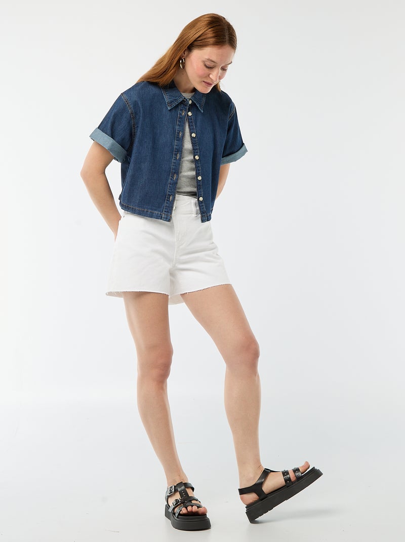Short in denim a vita alta Bianco - Kiabi