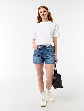 Short in denim a vita alta