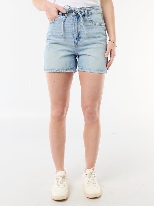 Short in denim a vita alta con cintura da annodare - Kiabi