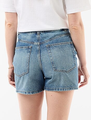 Short in denim a vita alta con cintura da annodare
