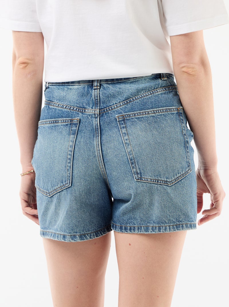 Short in denim a vita alta con cintura da annodare Blu - Kiabi