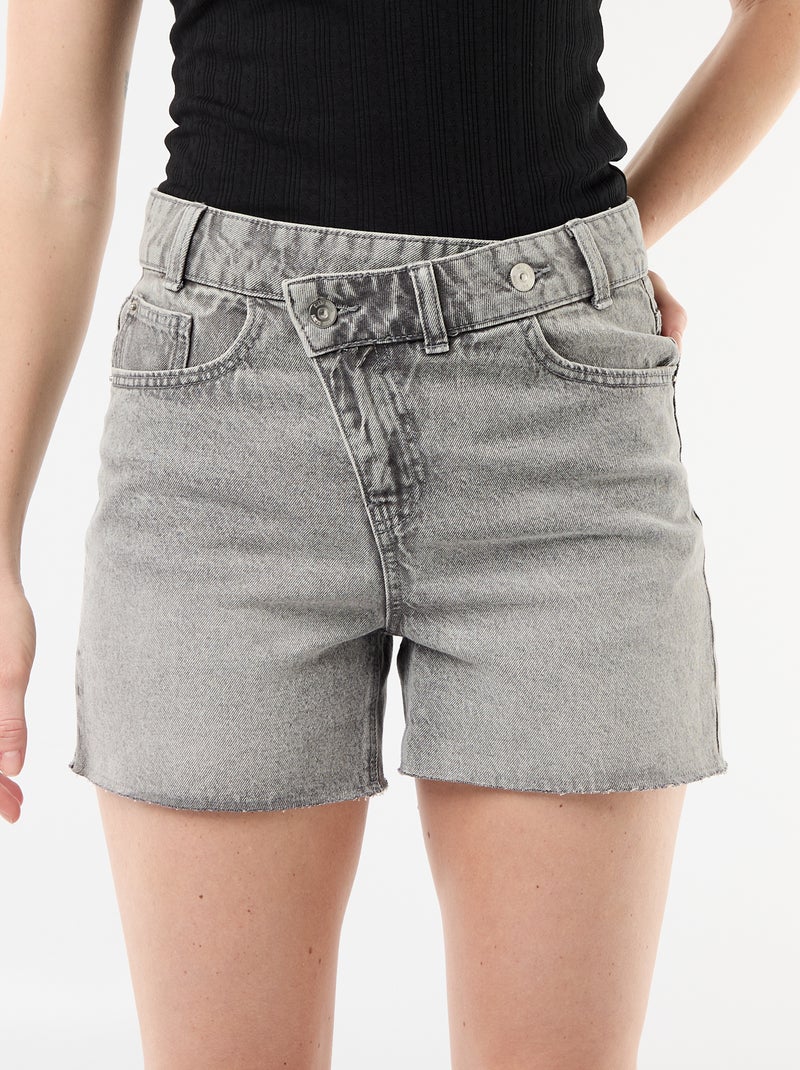 Short in denim a vita alta Grigio - Kiabi