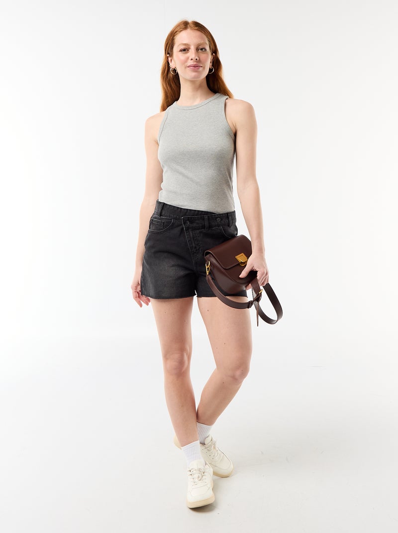 Short in denim a vita alta Nero - Kiabi