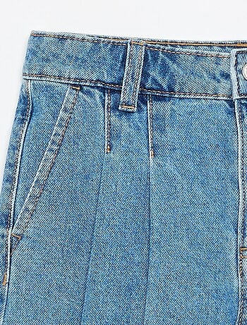 Short in denim con effetto plissettato
